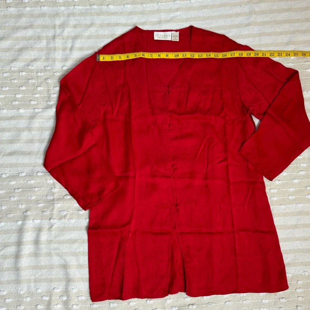 Victoria Secret gold label vintage 100% silk red pajama dress/ robe size medium - Picture 11 of 13